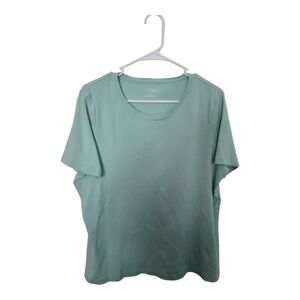 Talbots Womens Plus Sz:1X Pullover Short Sleeve Top Tee Solid Mint Green Casual